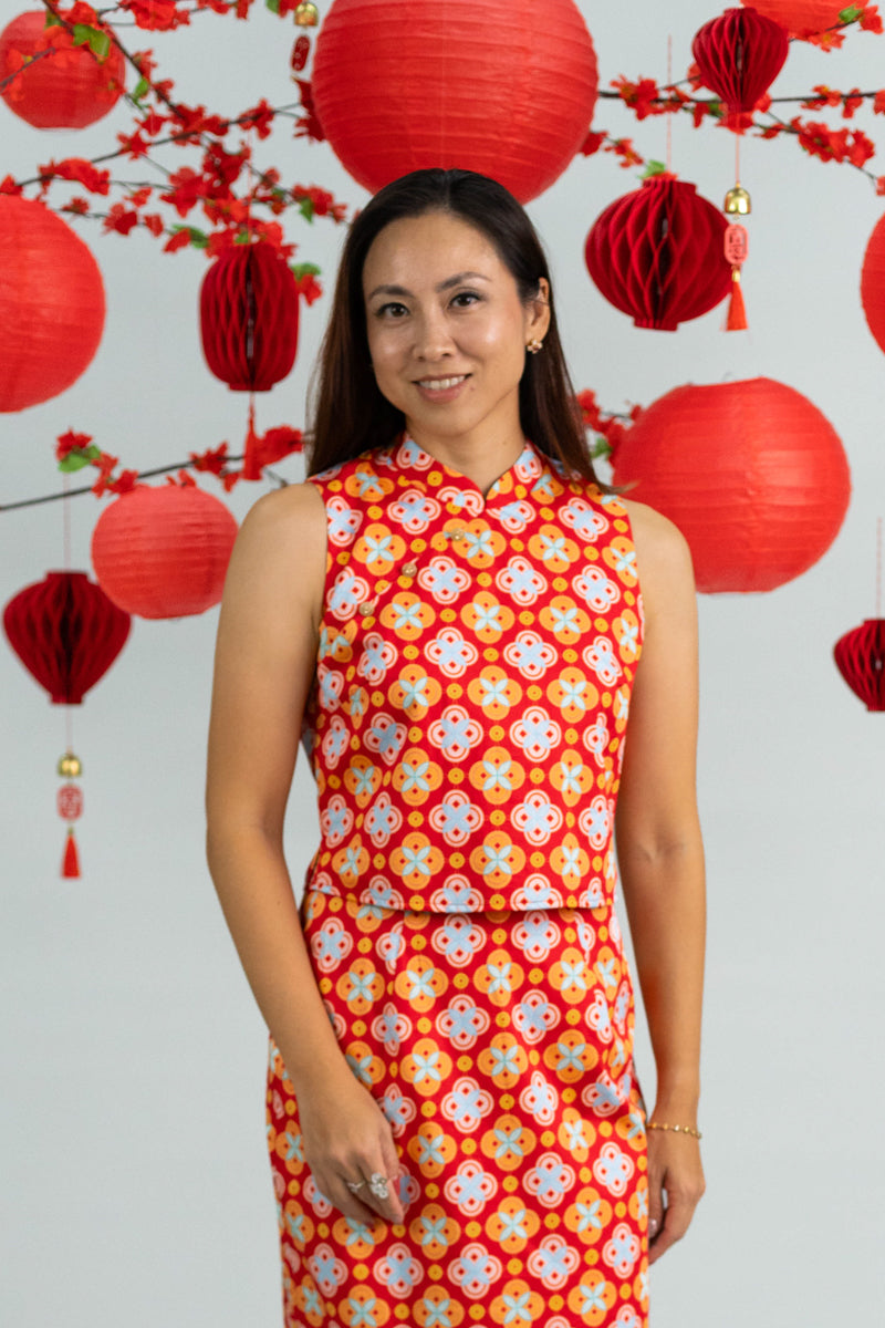 Ladies Amber Top - Red Lucky Coins