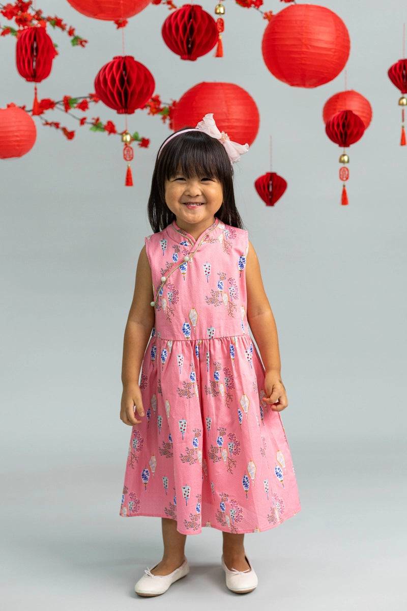 Luna Cheongsam - Pink Floral Lanterns