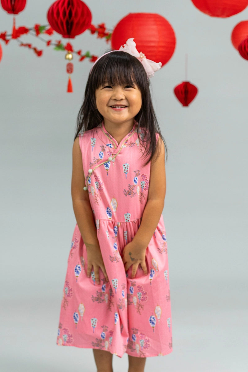 Luna Cheongsam - Pink Floral Lanterns