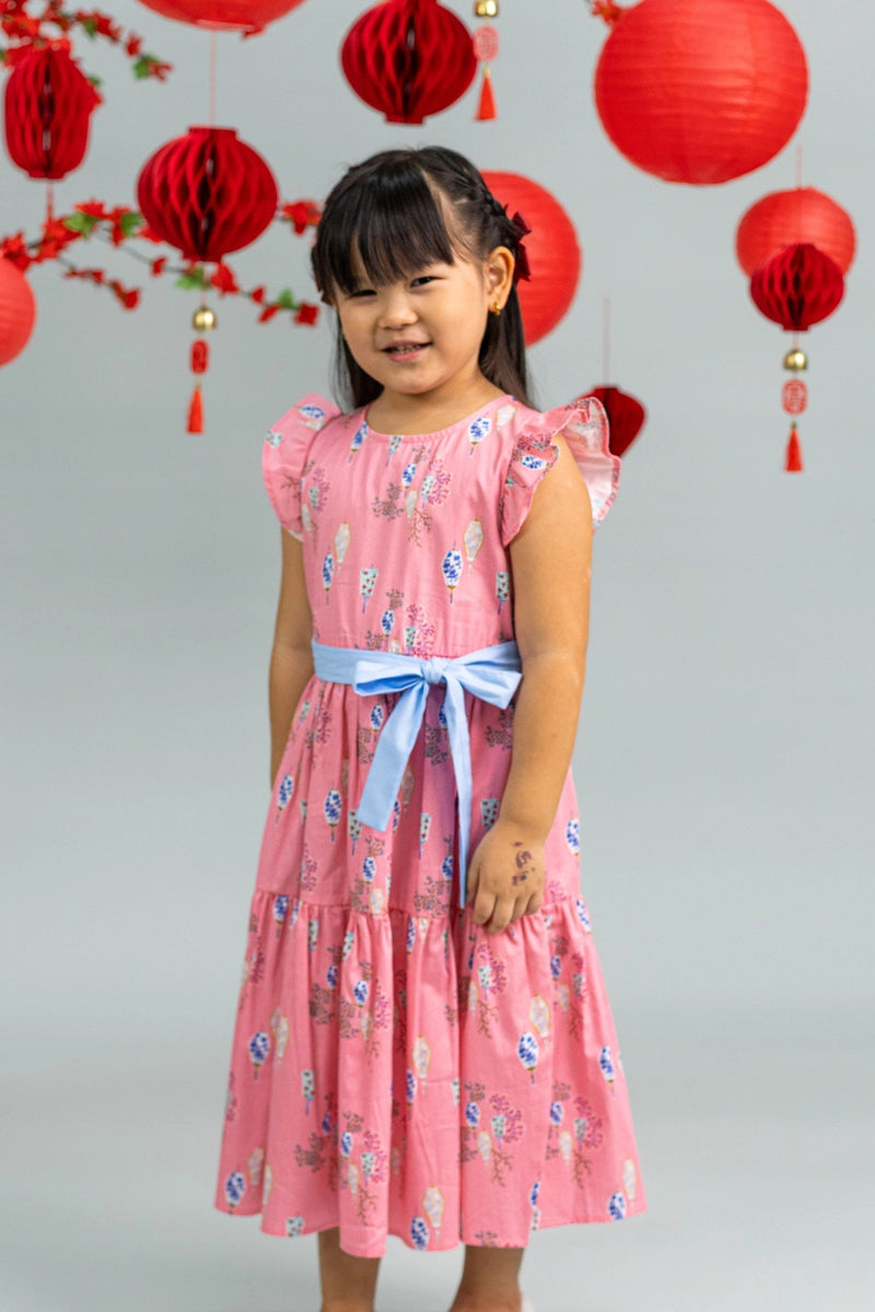 Blair Dress - Pink Floral Lanterns