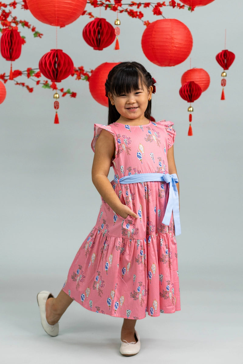 Blair Dress - Pink Floral Lanterns