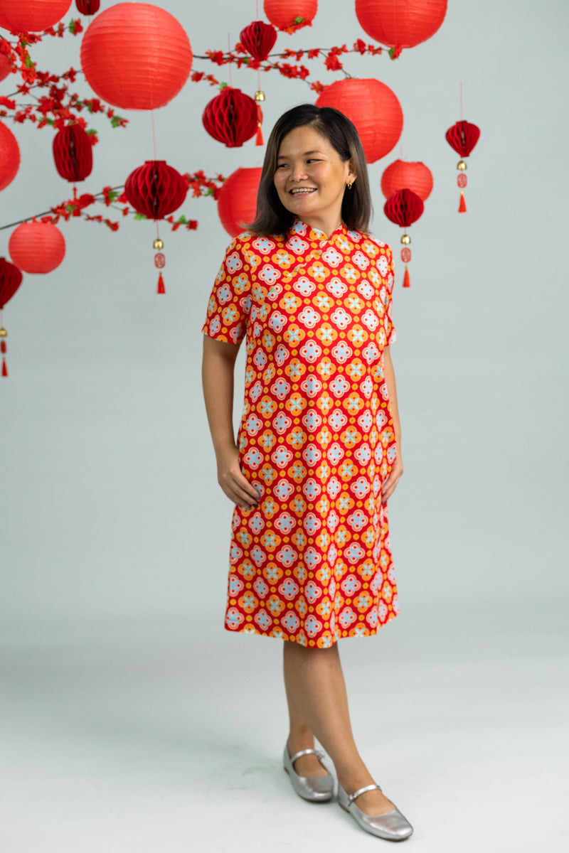 Ladies Wendy Cheongsam - Red Lucky Coins