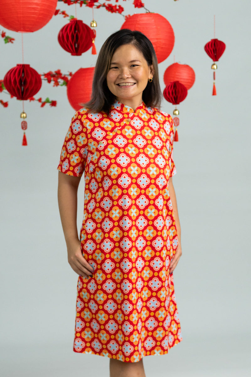 Ladies Wendy Cheongsam - Red Lucky Coins