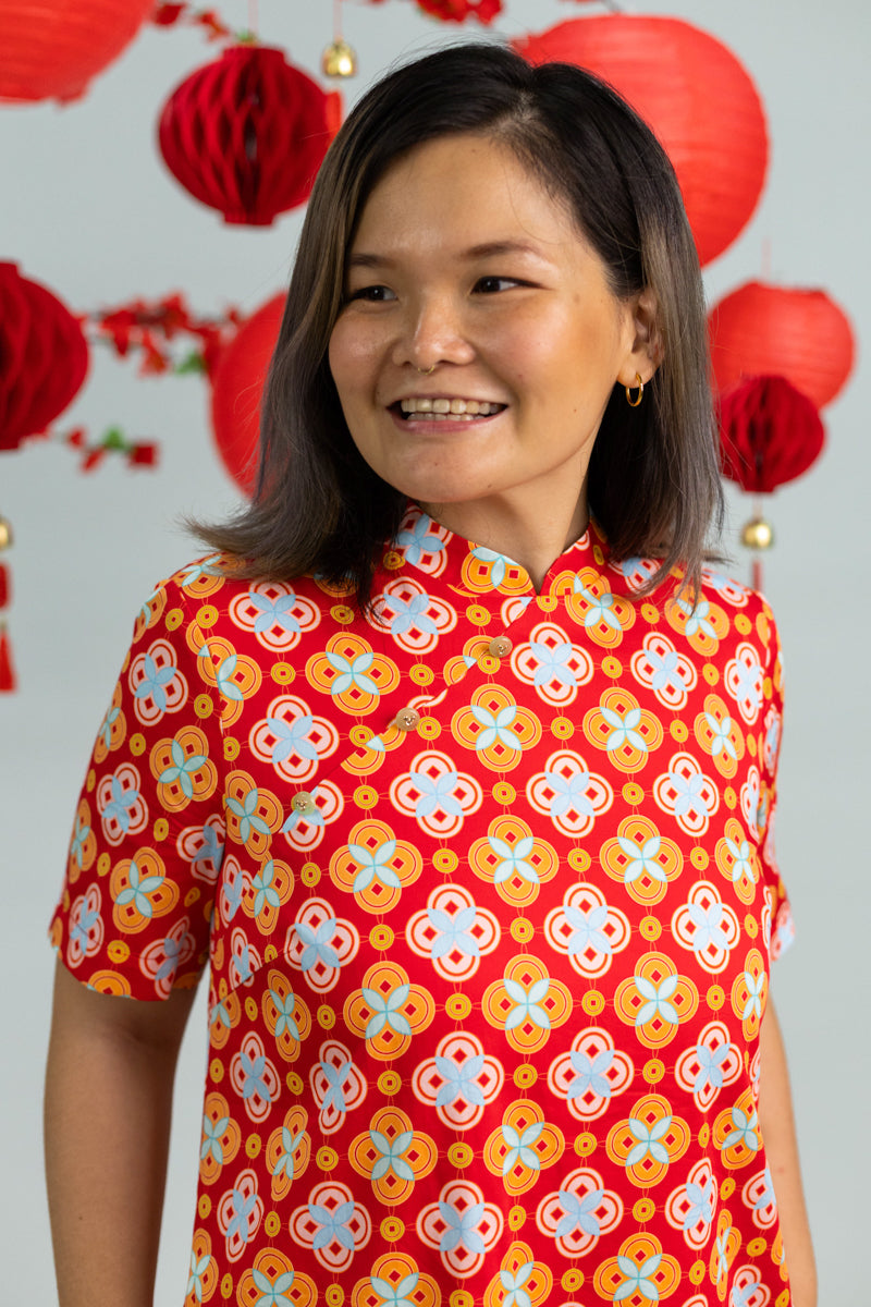 Ladies Wendy Cheongsam - Red Lucky Coins