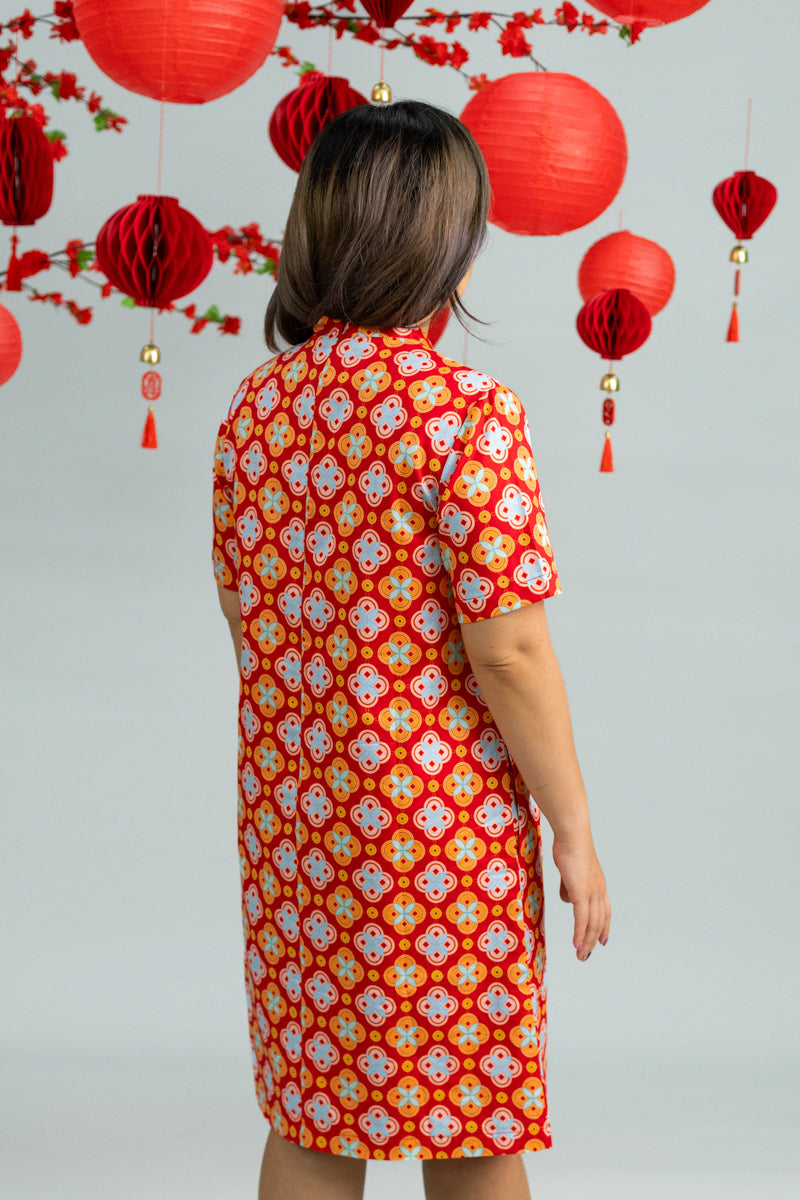 Ladies Wendy Cheongsam - Red Lucky Coins