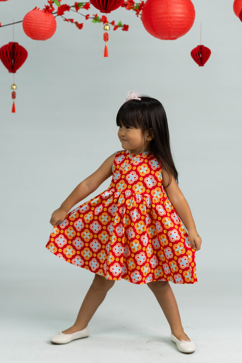 Flare Cheongsam - Red Lucky Coins