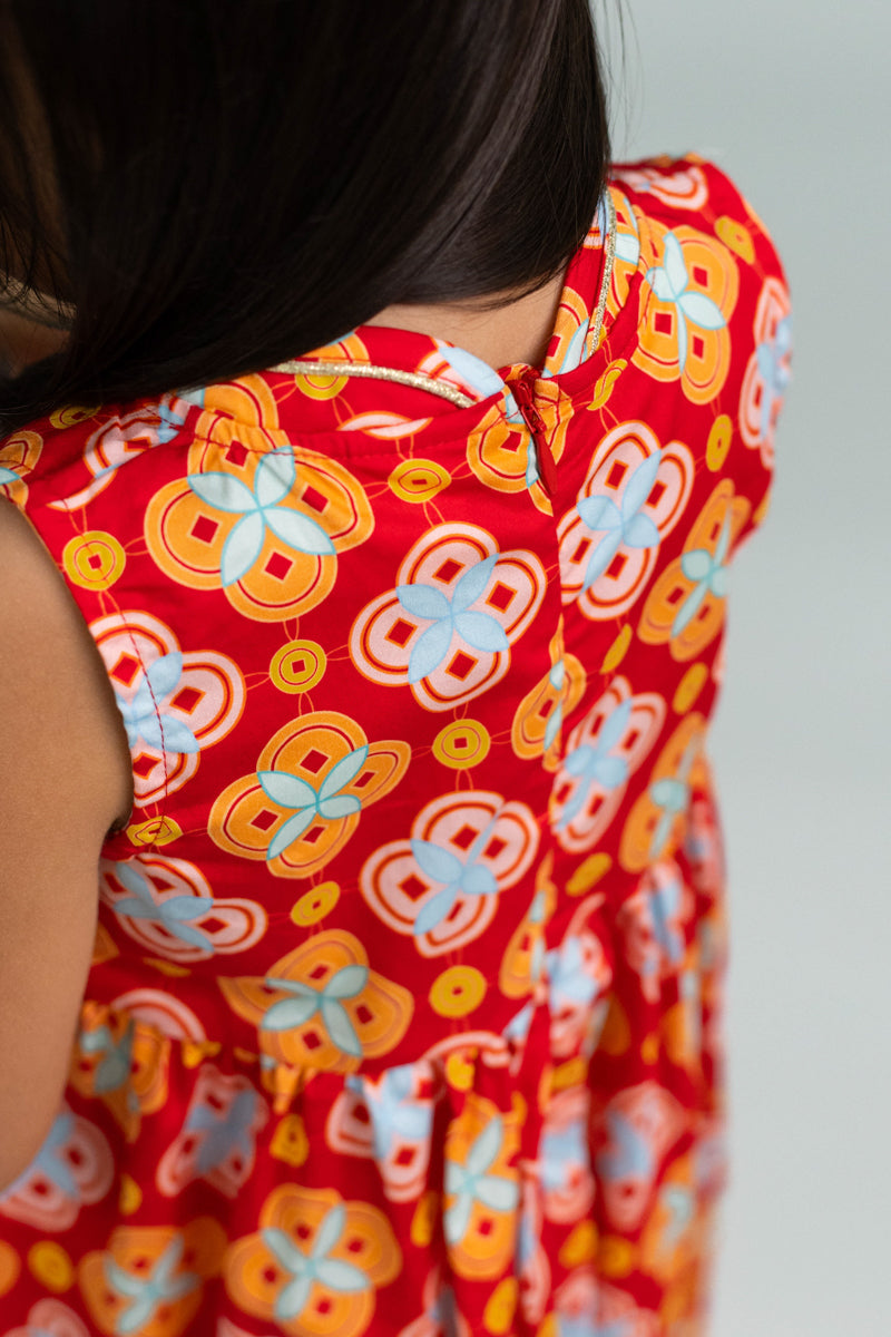 Flare Cheongsam - Red Lucky Coins
