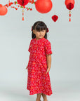 Jersey Wendy Cheongsam - Red Floral Bamboo