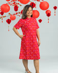Ladies Wendy Cheongsam - Red Floral Bamboo