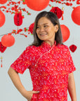 Ladies Wendy Cheongsam - Red Floral Bamboo