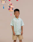 Little Man Shirt - Teal Plaid Tiles
