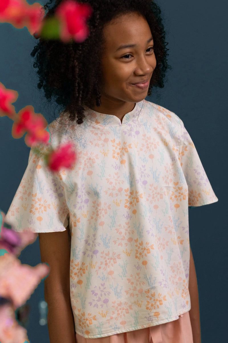 Amanda Top - Cream Floral Bamboo