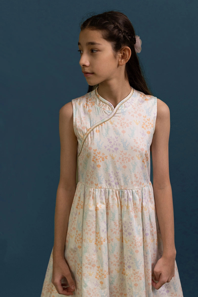 Luna Cheongsam - Cream Floral Bamboo