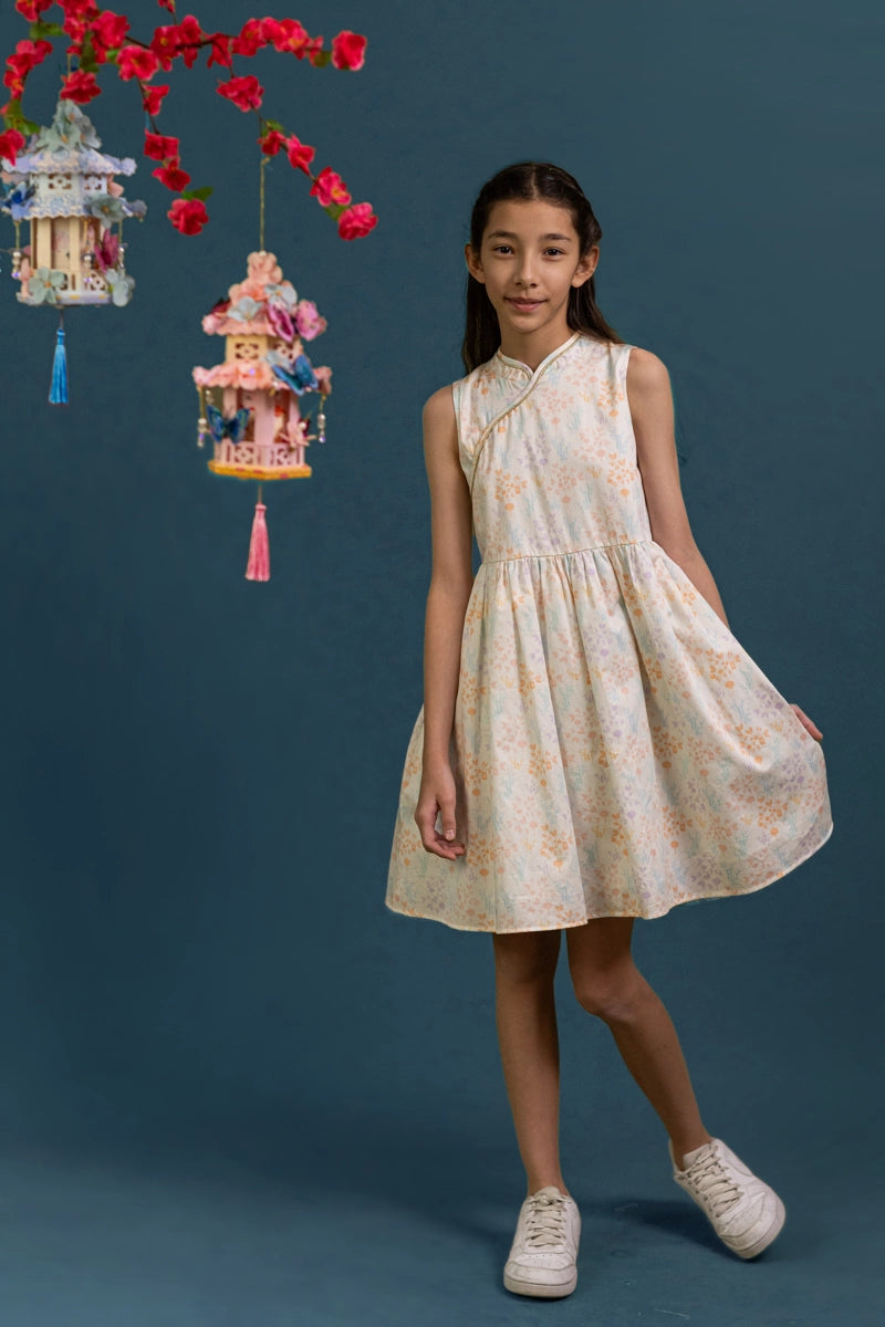 Luna Cheongsam - Cream Floral Bamboo