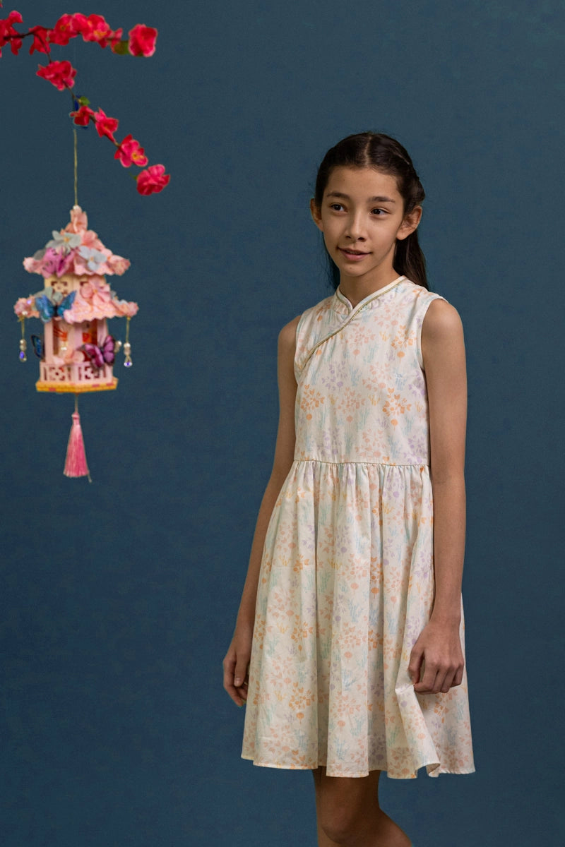 Luna Cheongsam - Cream Floral Bamboo