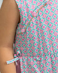 Wrap Cheongsam - Pink Teal Mosaic