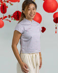 Ladies Alana Top - Pink Teal Mosaic
