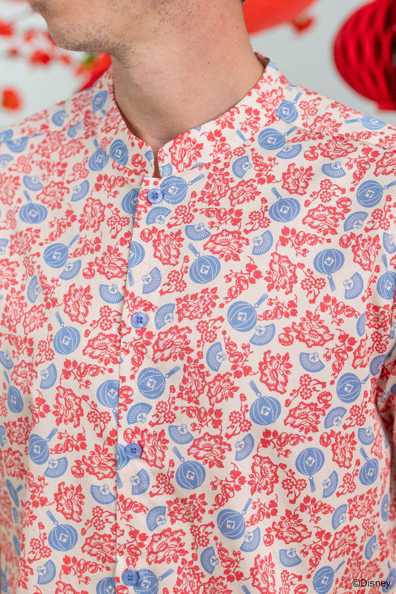 Men's Mandarin-collared Shirt - Mickey Fanfare