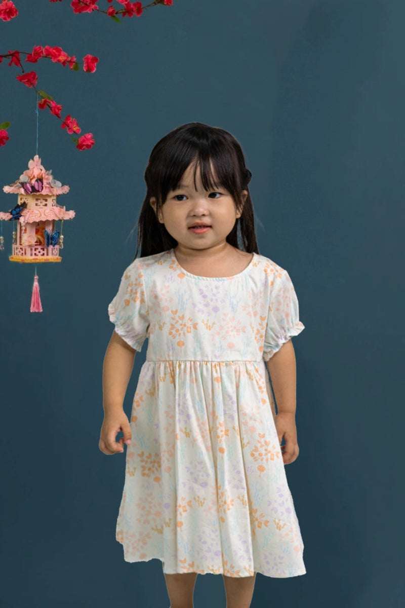 Scarlett Dress - Cream Floral Bamboo