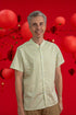 Men's Mandarin-collared Shirt - Yellow Blue Mosaic