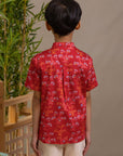 Mandarin-collared Shirt - Red Lucky Bonsai