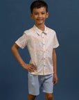 Little Man Shirt - Cream Floral Bamboo