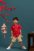 Mandarin-collared Shirt - Red Vases