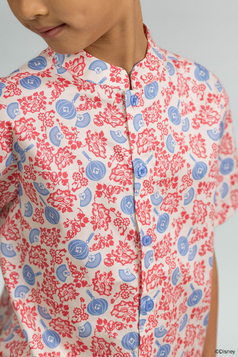 Mandarin-collared Shirt - Mickey Fanfare