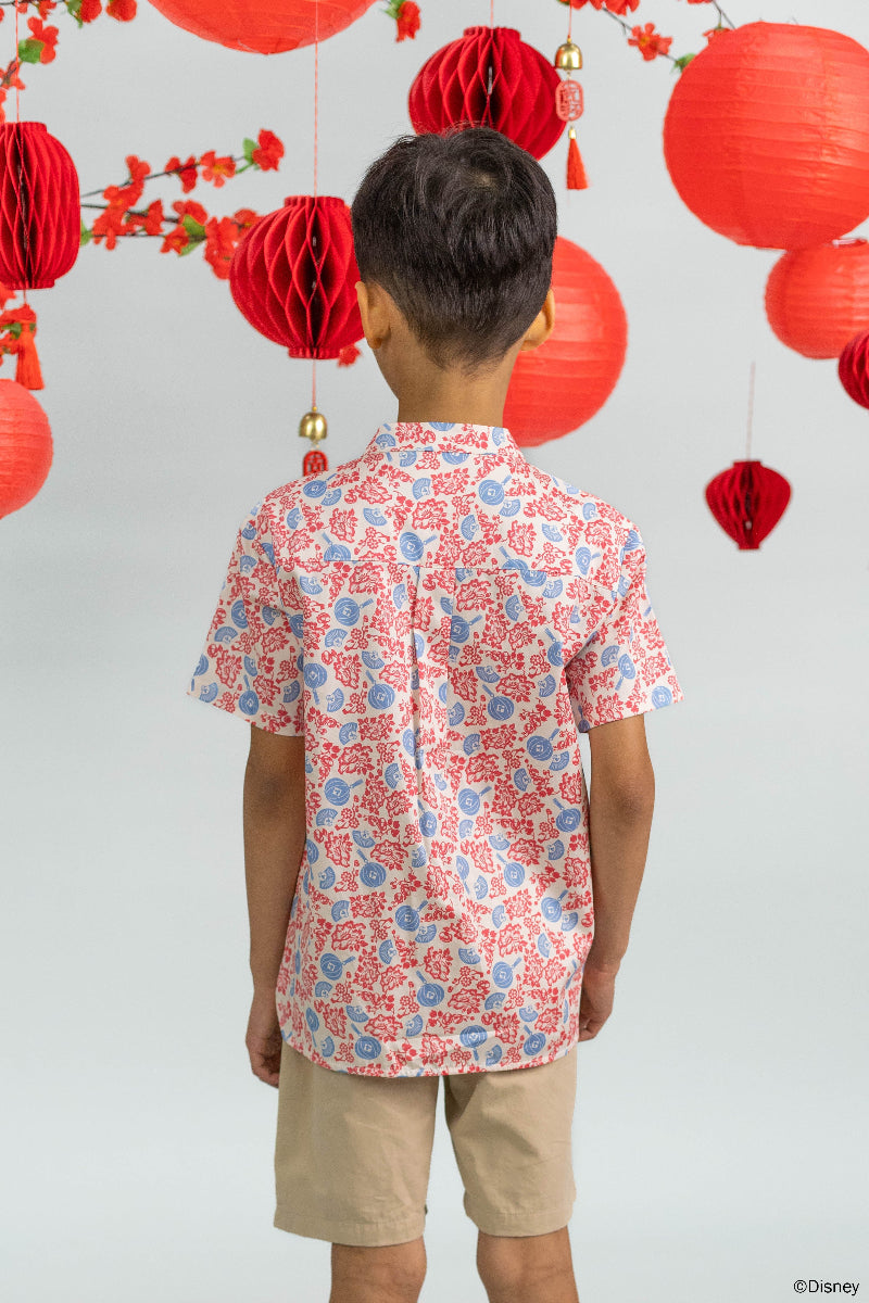 Mandarin-collared Shirt - Mickey Fanfare