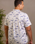 Men's Mandarin-collared Shirt - Porcelain Clouds
