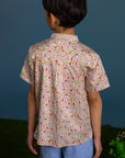 Mandarin-collared Shirt - Zodiac Leaves