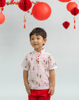 Mandarin-collared Polo Tee - Firecracker Mickey