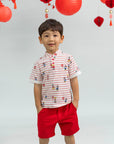 Mandarin-collared Polo Tee - Firecracker Mickey