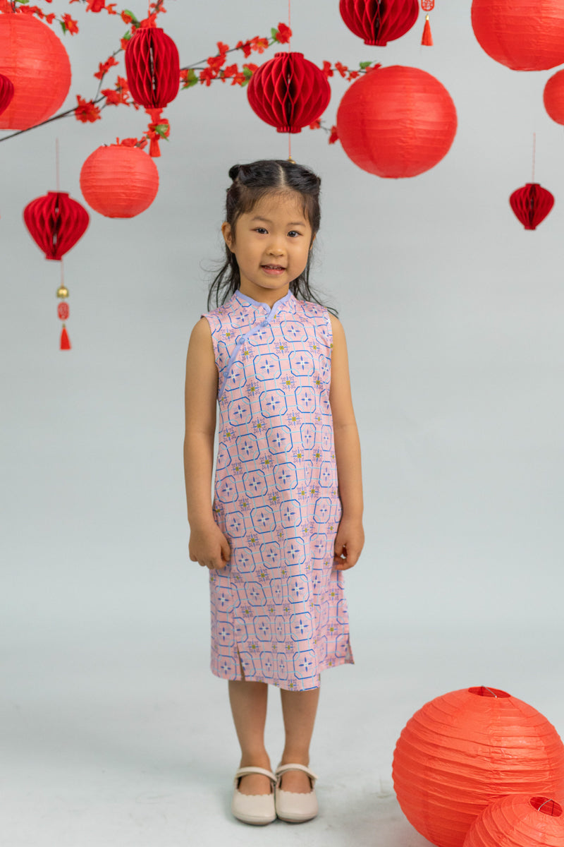 Peony Cheongsam - Pink Tiles