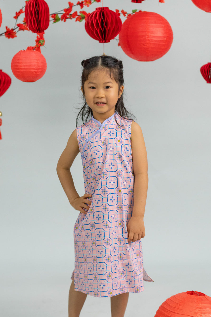 Peony Cheongsam - Pink Tiles