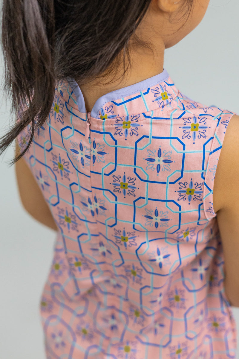 Peony Cheongsam - Pink Tiles