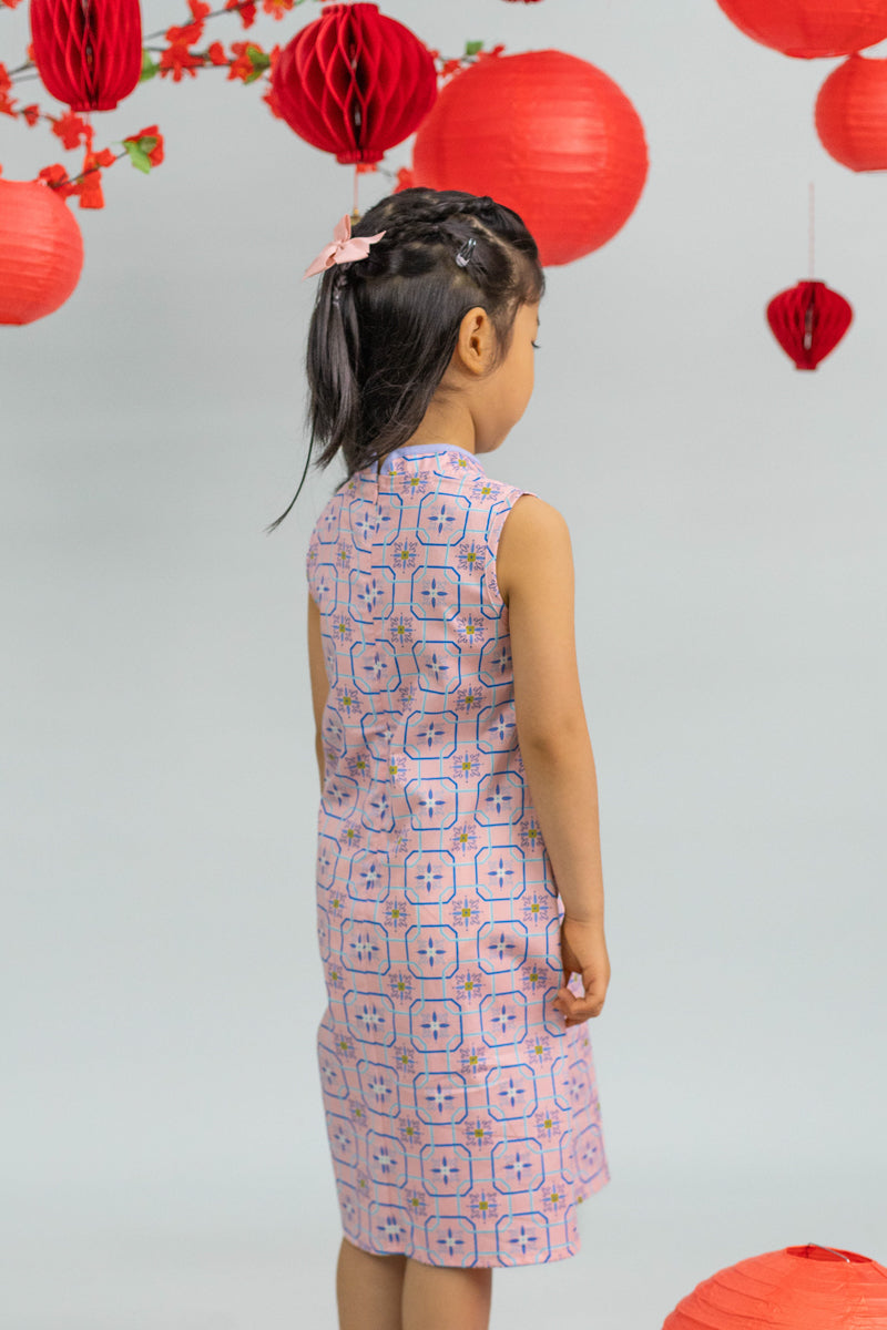 Peony Cheongsam - Pink Tiles