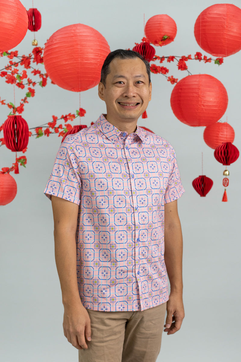 Men's Shirt - Pink Tiles