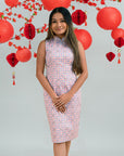 Ladies Mini Peony Cheongsam - Pink Tiles