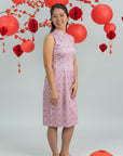 Ladies Mini Peony Cheongsam - Pink Tiles