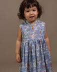 Flare Cheongsam - Blue Lucky Bonsai