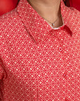 Ladies Shirly Dress - Peach Red Mosaic