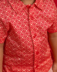 Little Man Shirt - Peach Red Mosaic