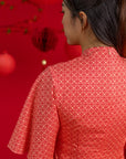 Ladies Renee Cheongsam - Peach Red Mosaic