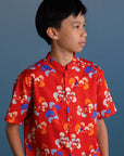 Mandarin-collared Shirt - Red Tree Songbirds