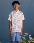 Mandarin-collared Shirt - Pastel Tree Songbirds