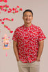 Men's Mandarin-collared Shirt - Red Fans