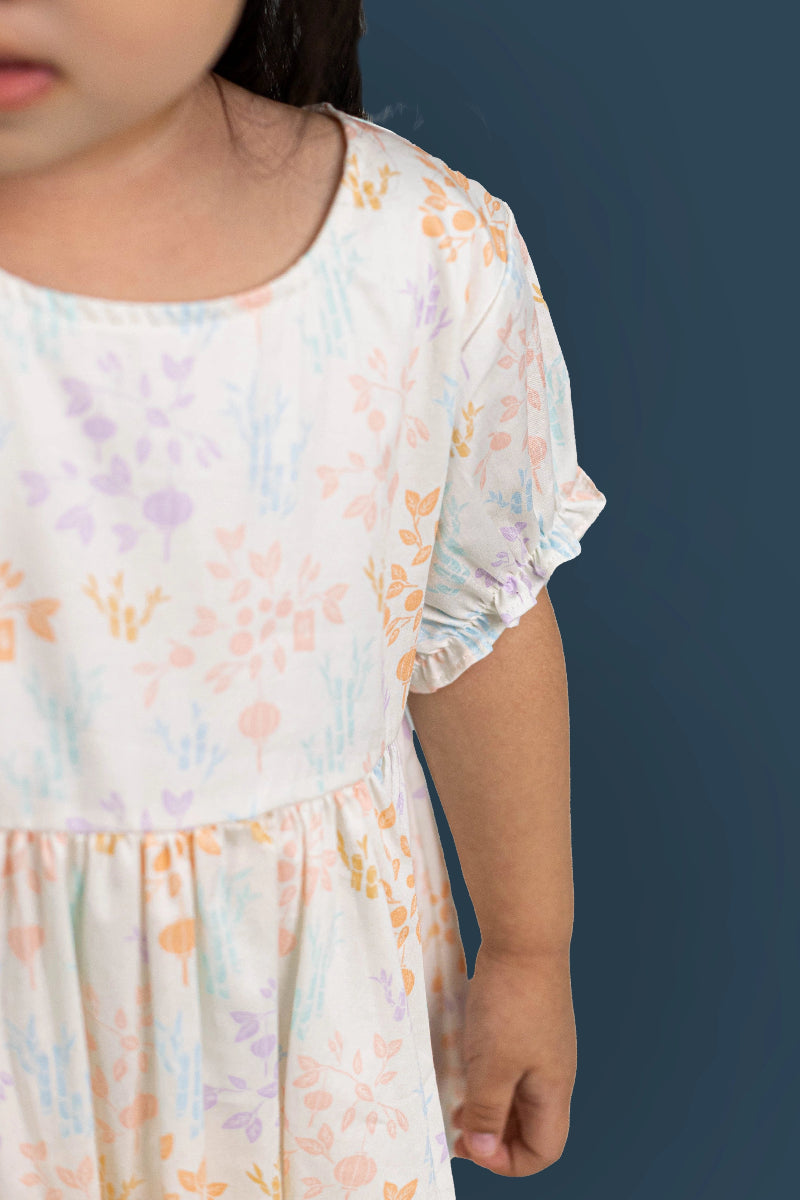 Scarlett Dress - Cream Floral Bamboo