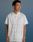 Men's Mandarin-collared Shirt - Blue Flutter Spring
