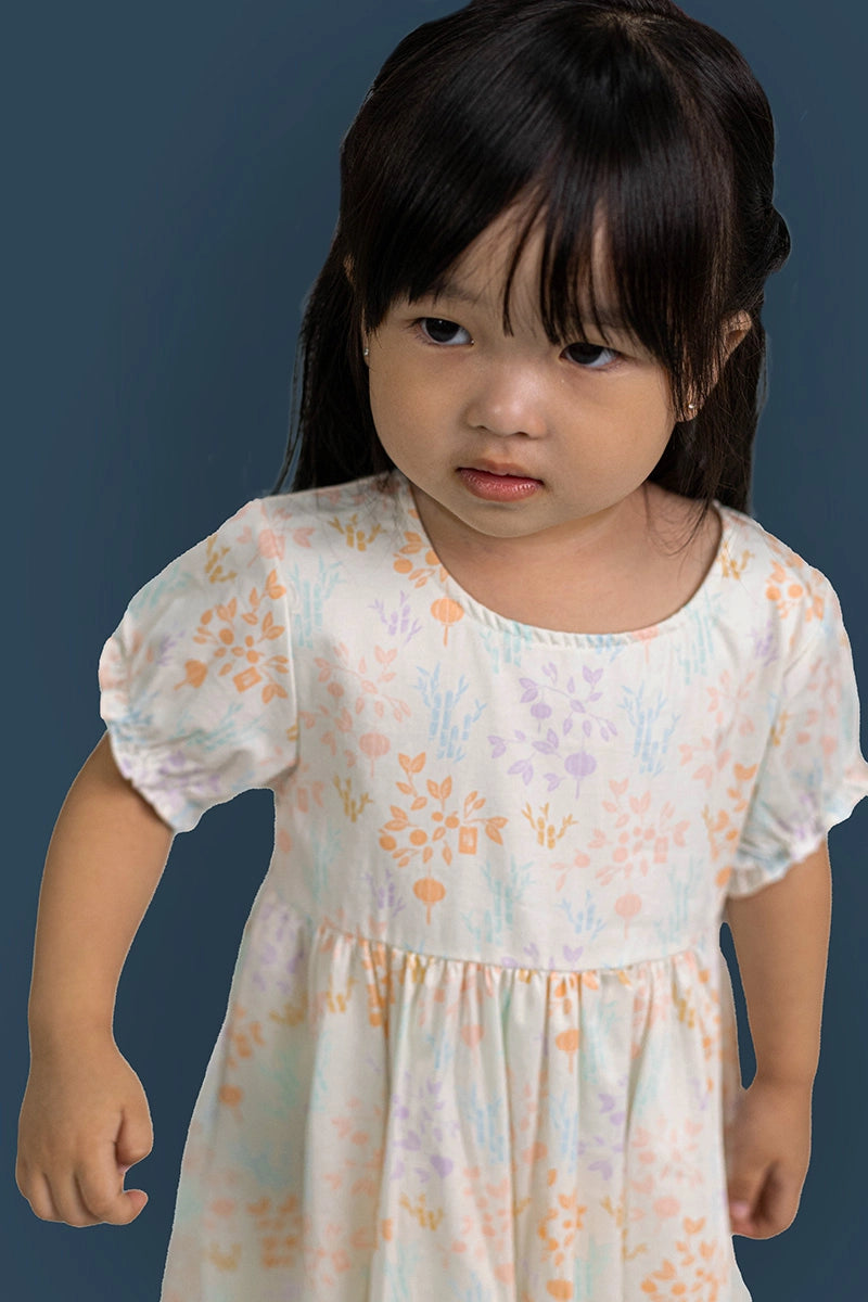 Scarlett Dress - Cream Floral Bamboo